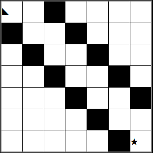 Un quadrillage de 7x7 avec une étoile et un triangle